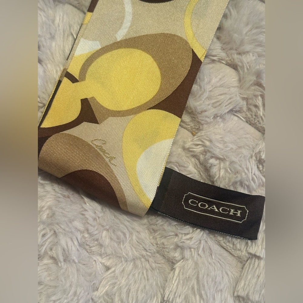 Authentic Coach Vintage Brown and Yellow Silk Scarf! NWOT - Picture 6 of 6